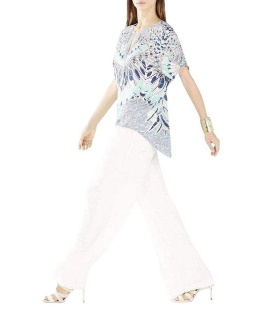 BCBGMAXAZRIA Blue Ayanna Oversized Printed Top