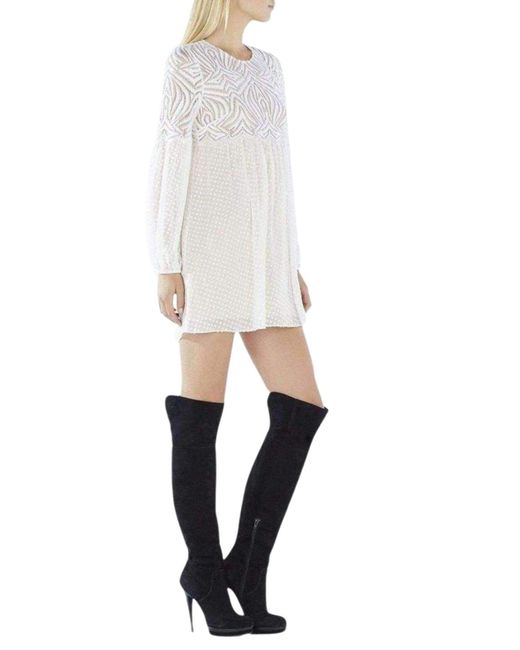 BCBGMAXAZRIA White Kitra Lace Peasant Dress