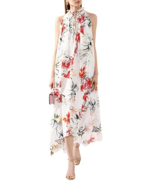 McQueen Multicolor Endangered Flower Print Sleeveless Dress