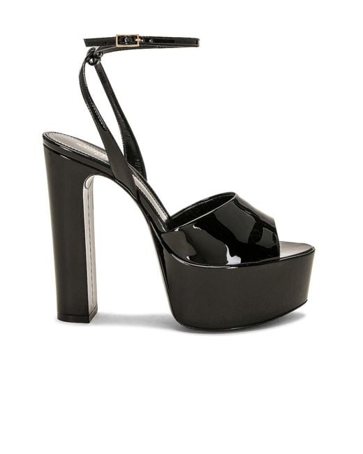 Saint Laurent Black Sexy 95 Patent Platform Sandal