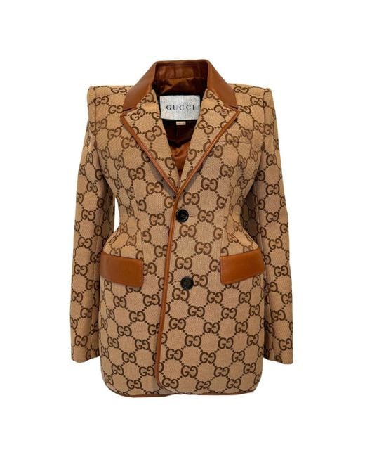 Gucci Brown The Hacker Project Maxi GG Hourglass Jacket