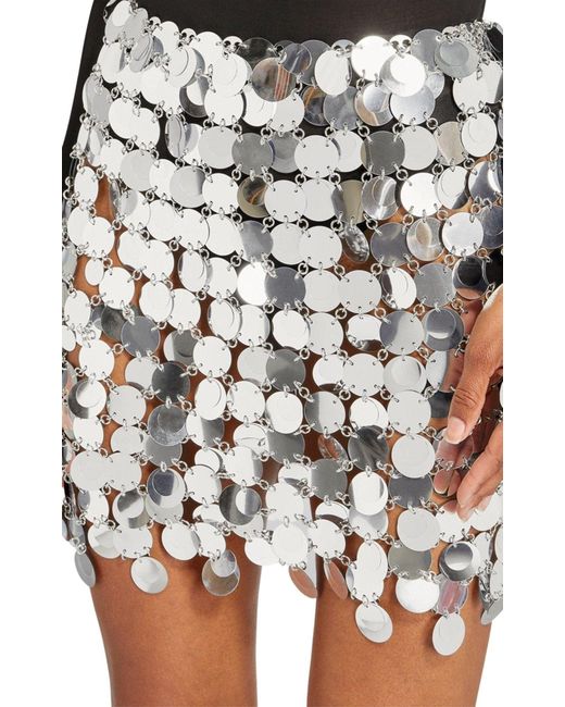 Rabanne Gray Mirror-effect Mini Skirt