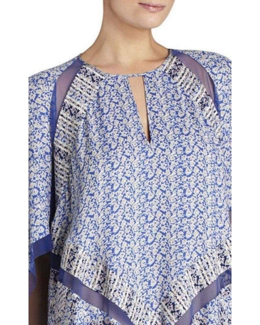 BCBGMAXAZRIA Blue Bardot Printed Long Sleeve Dress