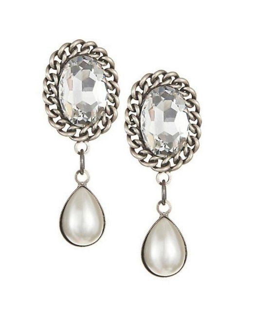 Alessandra Rich Metallic Pearl Drop Clip-on Earrings