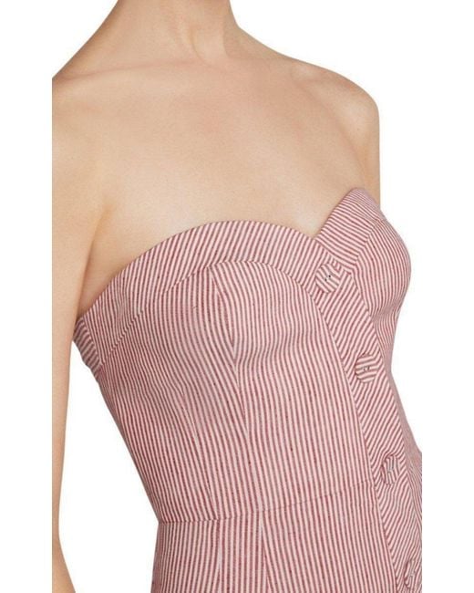BCBGMAXAZRIA Pink Pinstriped Bustier Dress