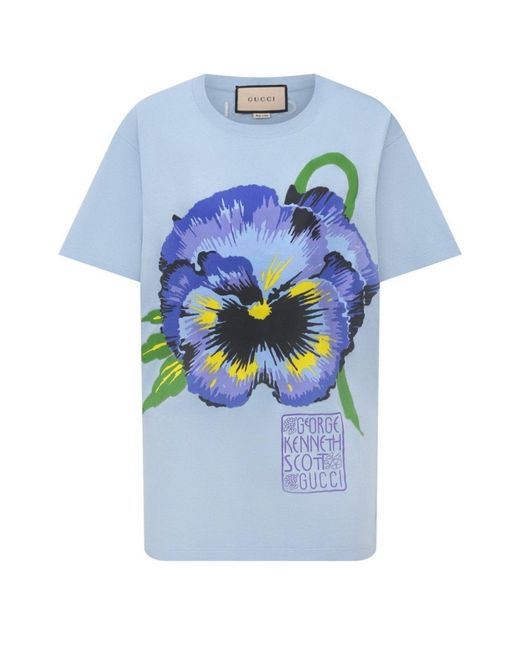 Gucci Blue X Ken Scott Floral Print T-shirt