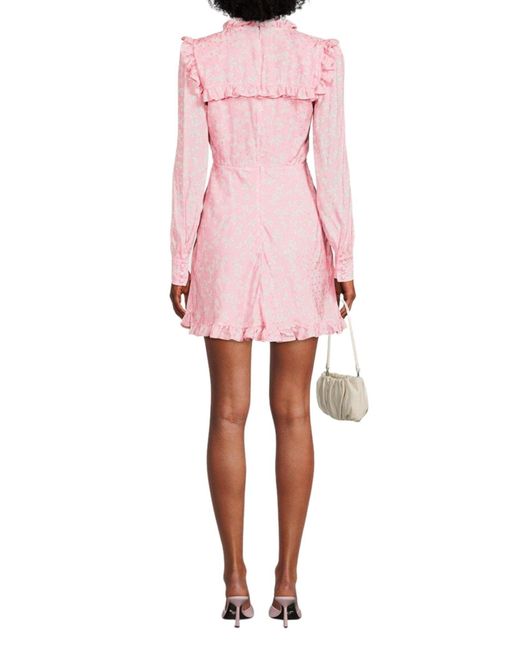 Alessandra Rich Pink Butterfly Jacquard Silk Mini Dress