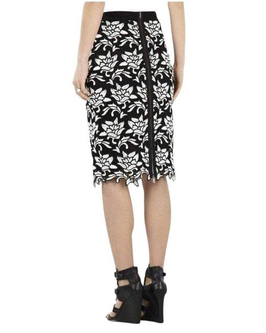 BCBGMAXAZRIA Black Floral Hem Pencil Skirt