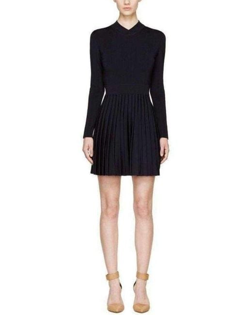 Balmain Black Ribbed Stretch Knit Mini Dress