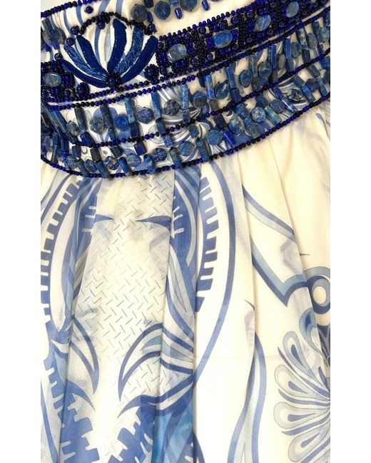 Emilio Pucci Blue Greek Bleach Lazurite Silk Halter Gown Dress