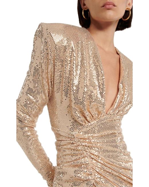 Alexandre Vauthier Natural Ruched V-neck Dress