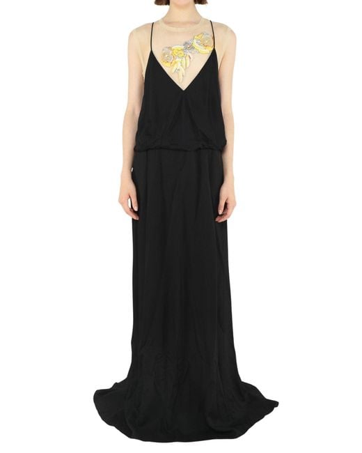 Dries Van Noten Black Embellished Backless Maxi Dress