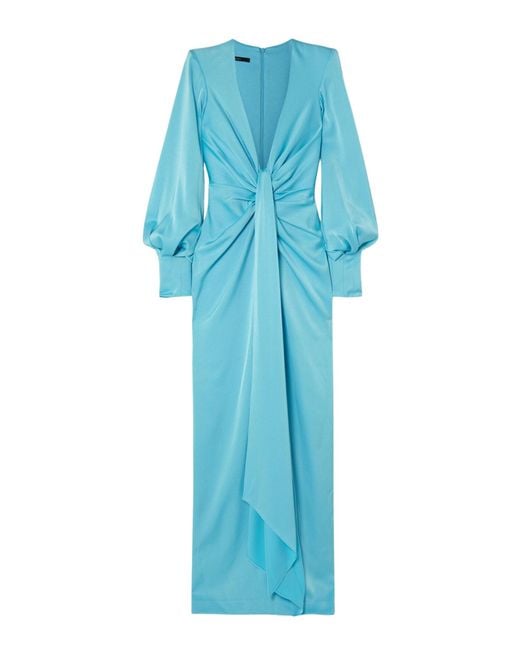 Alex Perry Blue Dane Twisted Satin Crepe Gown