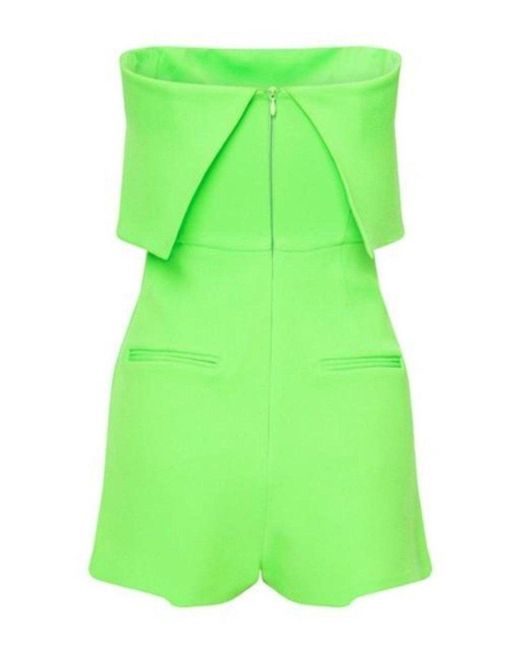 Alex Perry Green Darby Overlay Crepe Strapless Romper