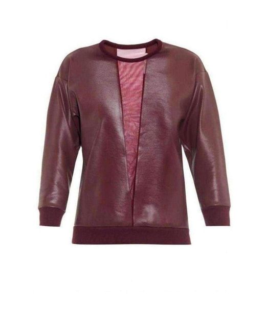 Christopher Kane Multicolor V-neck Mesh Insert Coated Sweatshirt