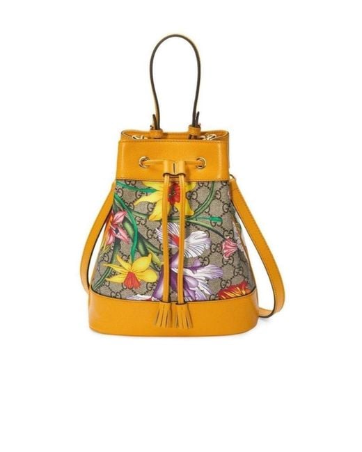 Gucci Yellow Ophidia Flora Pattern Backpack