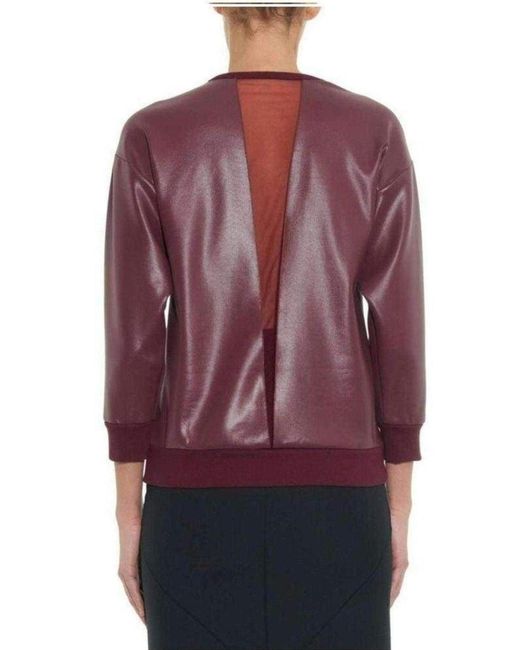 Christopher Kane Multicolor V-neck Mesh Insert Coated Sweatshirt