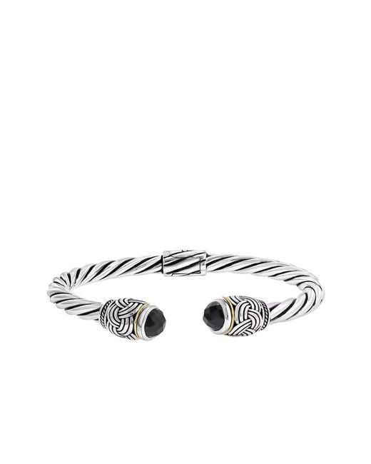 Effy Metallic Sterling Silver And Onyx Bangle Bracelet