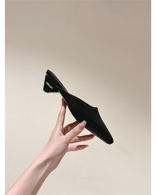 Prada Black Satin Mule Loafers