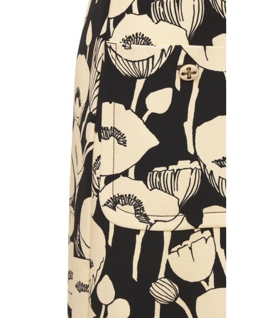 Gucci Black Poppy Flowers Print Jersey Dress