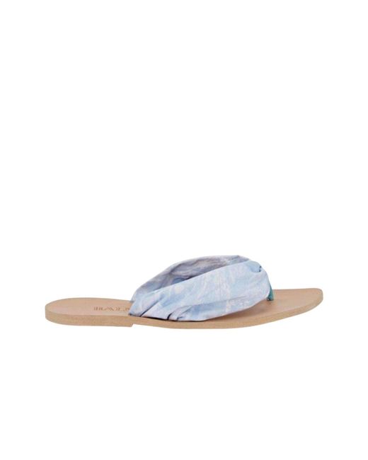Balmain Blue Leather Thong Flats