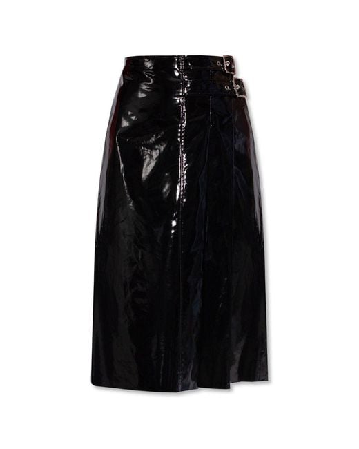 Gucci High Waisted Black Vinyl Midi Skirt