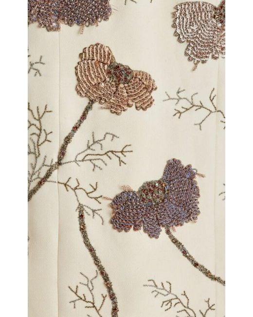 Adam Lippes Natural Floral Embroidered Wool-silk Sheath Midi Dress