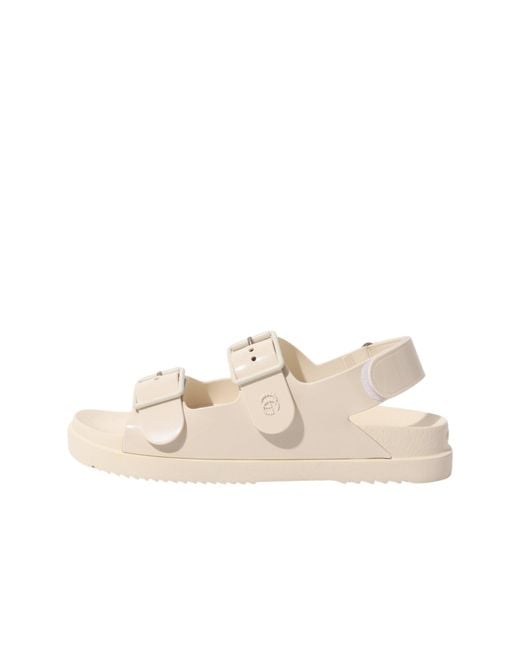 Gucci Natural Dusty White Double G Rubber Sandals
