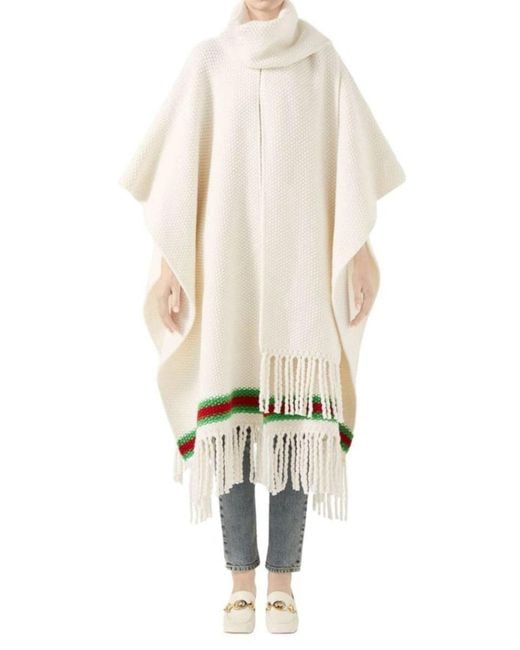 Gucci Natural Cape With Oversize Wool Scarf