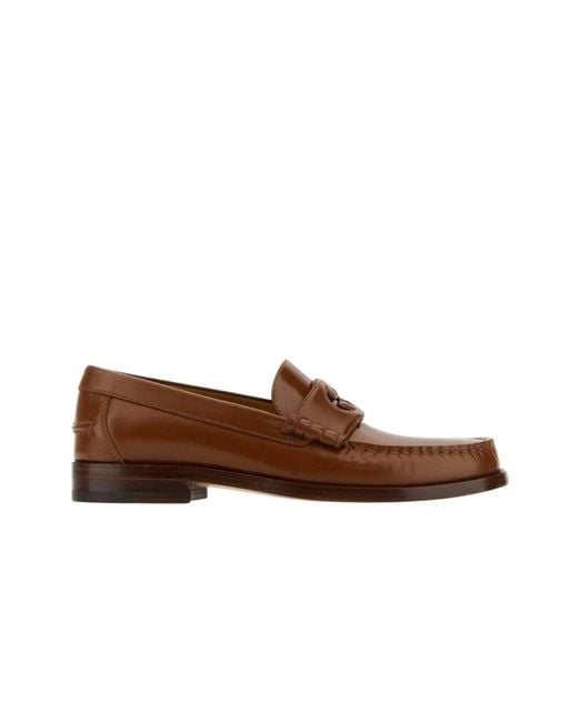 Gucci Brown Cut-out GG Leather Loafers
