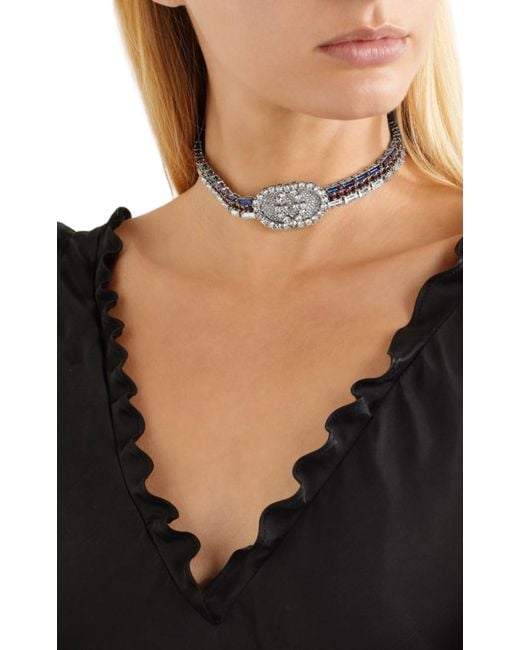 Gucci Metallic Crystal-embellished Tennis Gg Choker