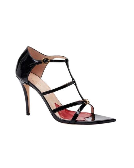 Gucci Black Jerry Patent Leather Cage Sandals