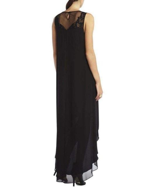 BCBGMAXAZRIA Black Cassidy Sleeveless Embroidered Lace Yoke Dress