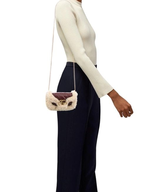 Gucci Pink Shearling Trim Super Mini GG Marmont Bag