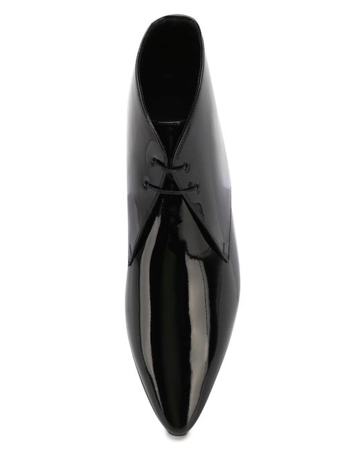 Saint Laurent Black Pathen Leather Ankle Boots