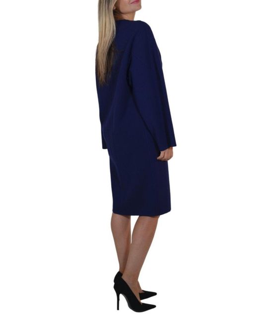Alaïa Blue Wool Midi Dolman Long Sleeve Dress