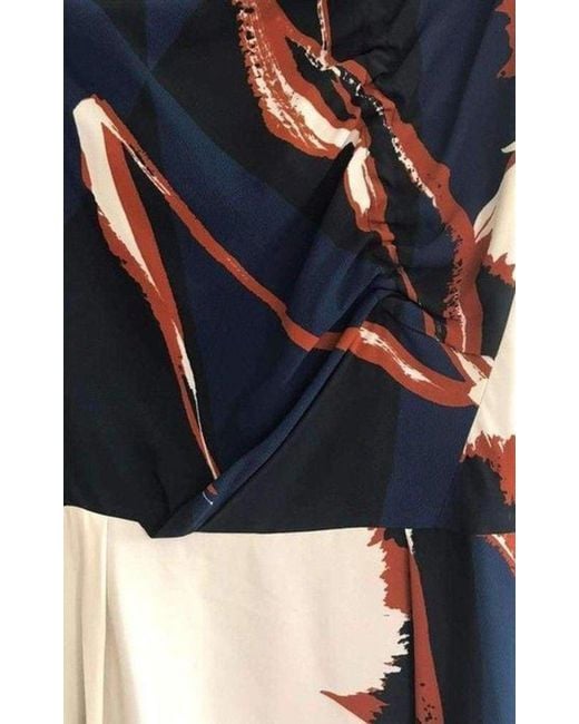 Dries Van Noten Blue Navy Crepe Abstract Print Dress
