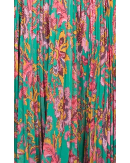 Etro Brown Ying Yang Micro-print Pleated Chiffon Gown It 44 ( Us 8 )