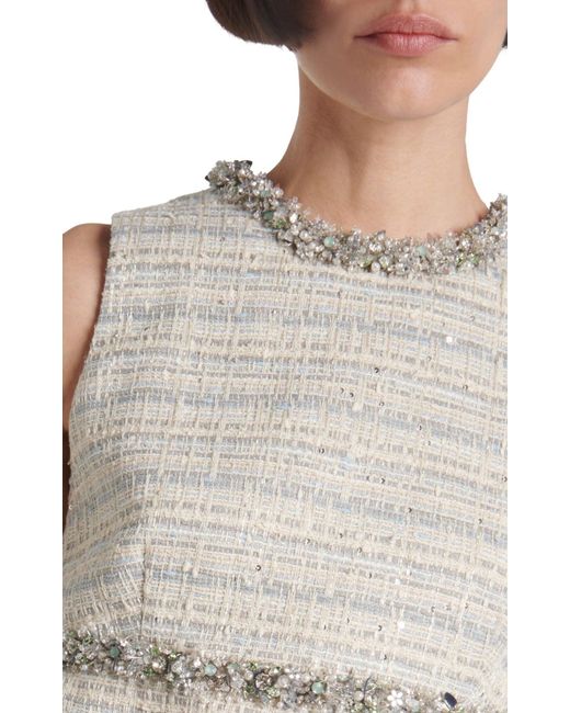 Valentino Natural Crystal-trim Sequinned Tweed Mini Dress