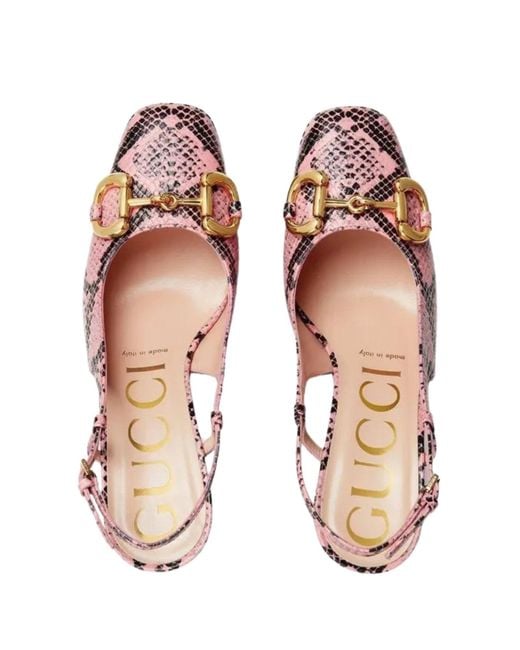Gucci Pink Python Snakeskin Print Platform Pumps