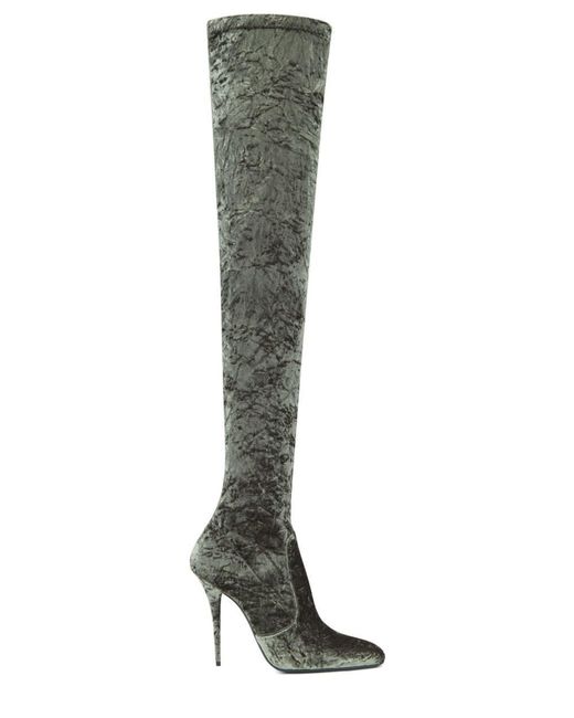 Saint Laurent Ella Velvet Over-the-knee Boots in Green | Lyst