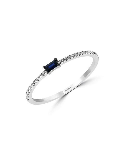 Effy Royale Bleu Sapphire Diamond Ring 14k White Gold