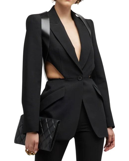 McQueen Black Single-breasted Slashed Blazer