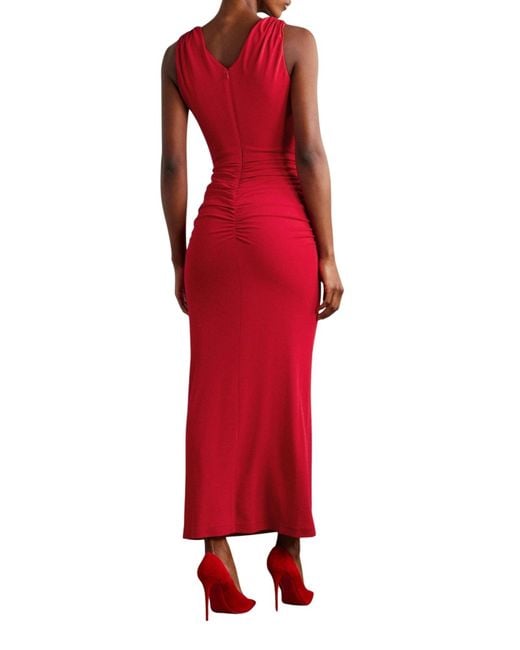 Carolina Herrera Red Ruched Stretch-jersey Maxi Dress