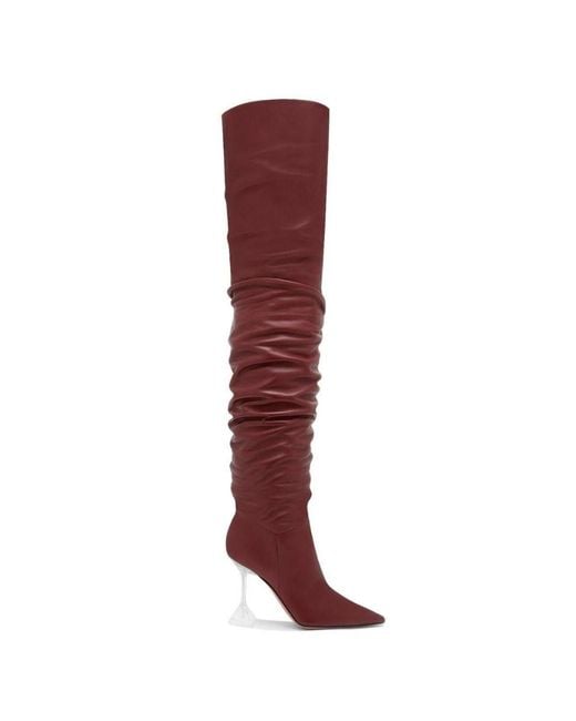 AMINA MUADDI Red Olivia Leather Over-the-knee Boots