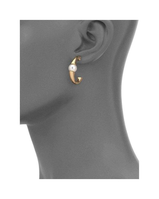 Chloé Metallic Darcey Swarovski Pearls Plated Brass Half Hoop Earrings