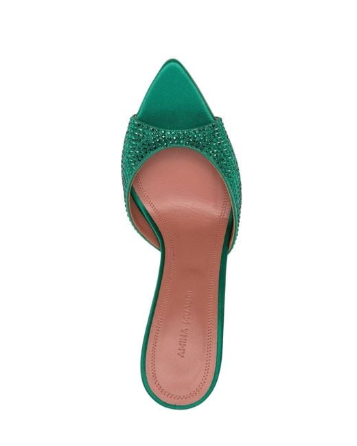 AMINA MUADDI Green 95mm Carolin Crystal Embellished Sandals