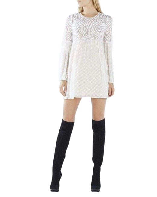 BCBGMAXAZRIA White Kitra Lace Peasant Dress