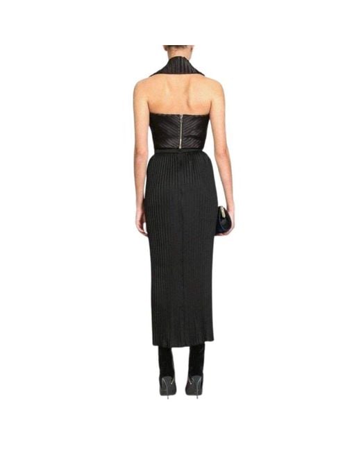 Balmain Black Pleated Maxi Skirt