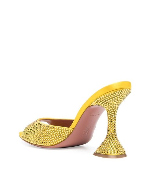 AMINA MUADDI Yellow Crystal-embellished Caroline Mules